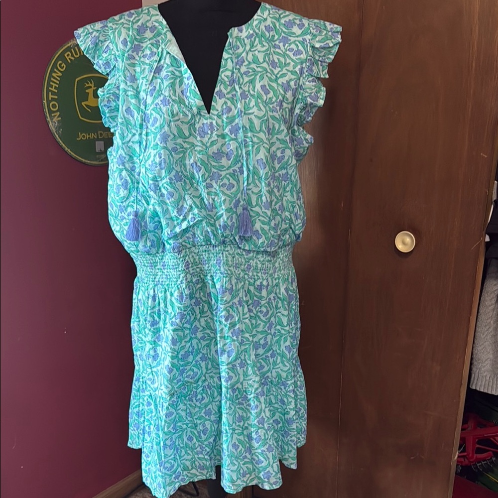 Vineyard Vines Blue and Green Floral Dress